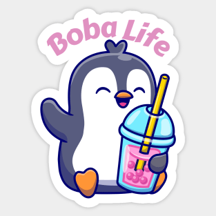 Cute penguin boba tea lover Sticker